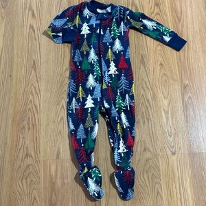 Hanna Andersson Christmas Twinkly Tree footie pajamas onesie 12-18 months navy